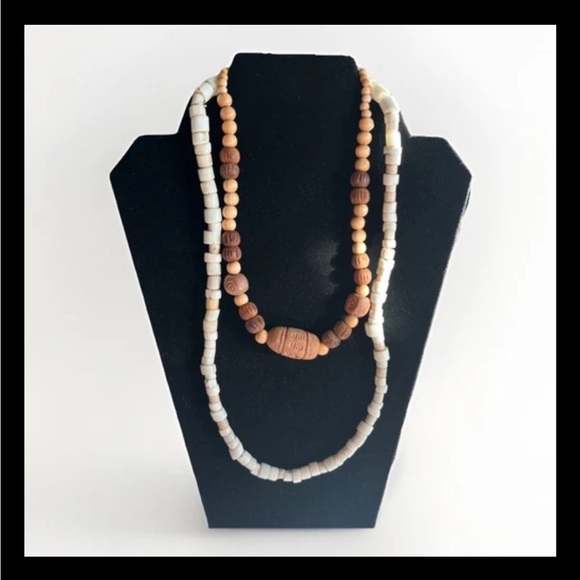 Other - African Tribal Necklaces ~wood~clay~White Goomba Trade Beads